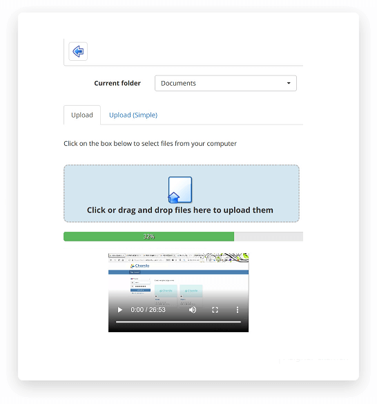 Voortgangsbalk voor upload van grotere bestanden in Chamilo update 1.11.18